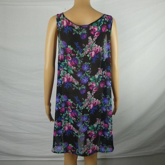 Torrid Black Floral Semi Sheer Hi Low Tank Top Blouse Sleeveless Pink Blue Tunic - Picture 10 of 10